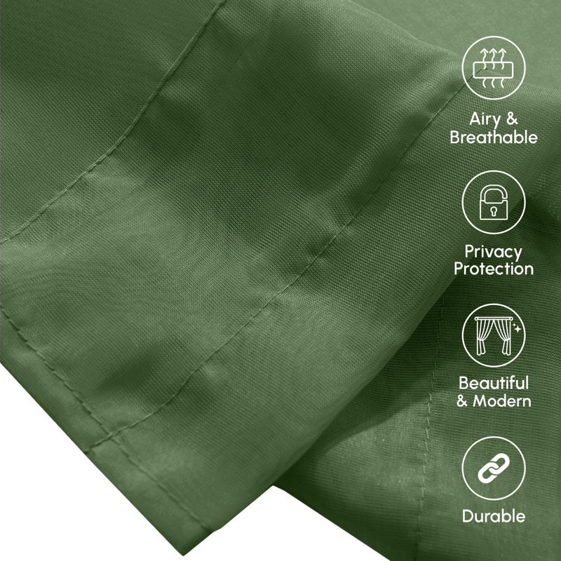Yaelle Semi Sheer Curtain Pair, 60" W x 84" L, Hunter Green