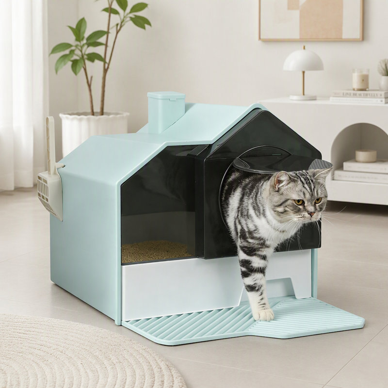 Cat Litter Box with Scoop and Mat