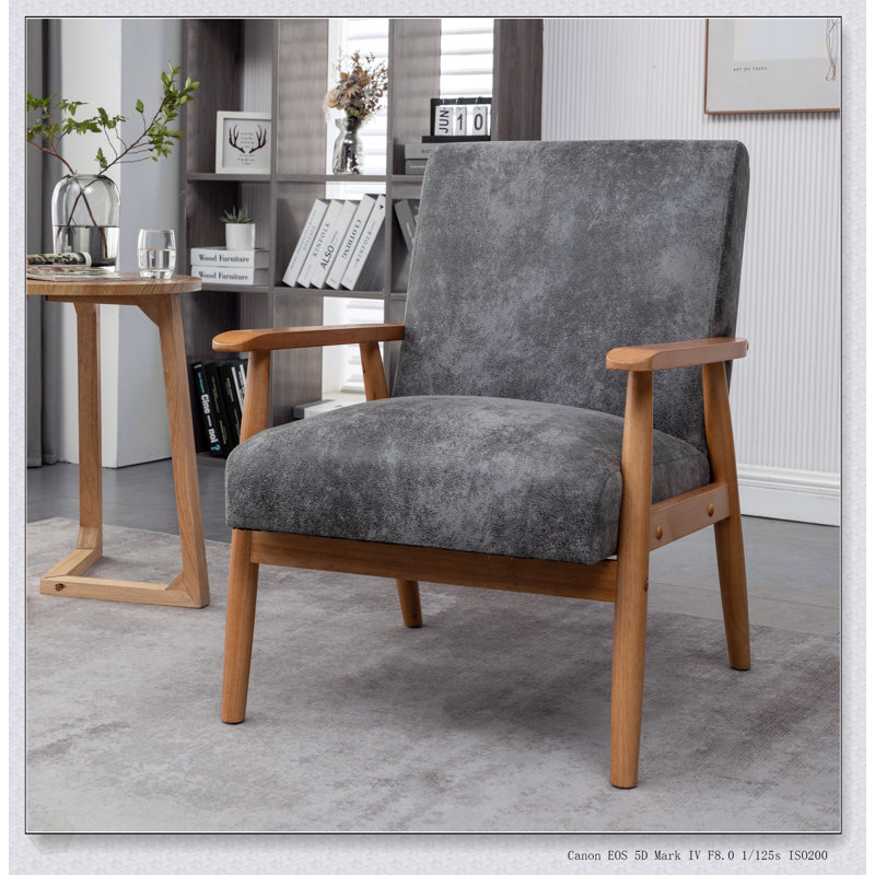 Fauteuil de style Mid-Century moderne de 25,38 po de largeur, gris, alliant confort et design élégant pour tout espace de vie