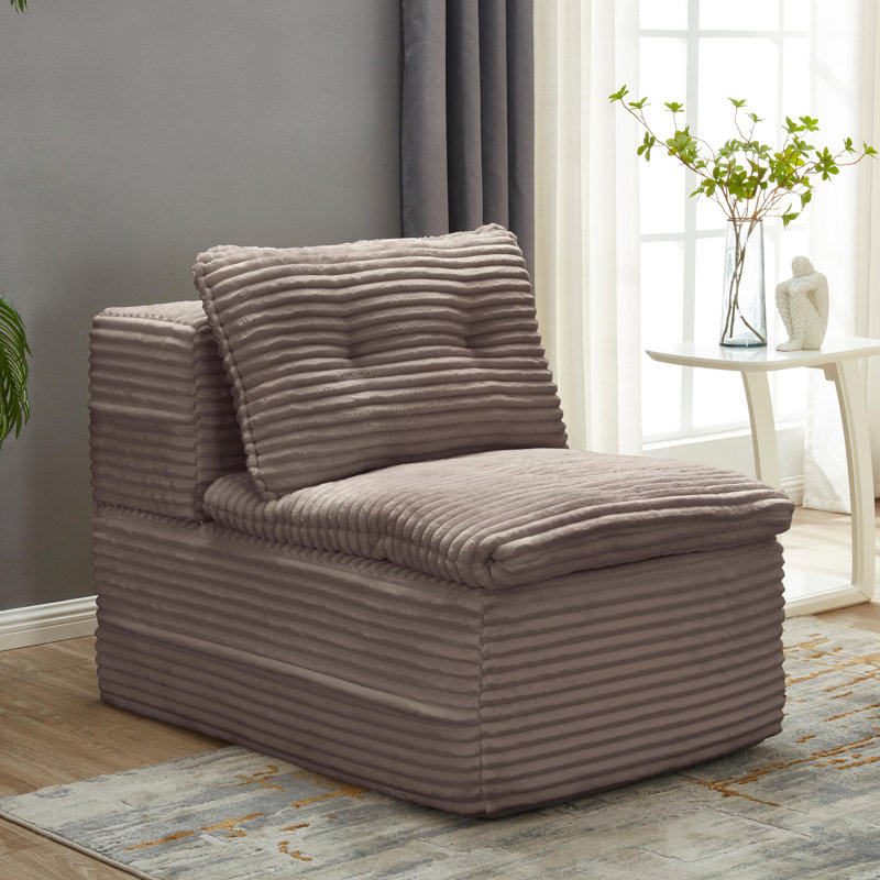 Canapé-lit modulaire multifonctionnel avec méridienne indépendante, convertible en très grand lit, assise profonde en velours côtelé moelleux.