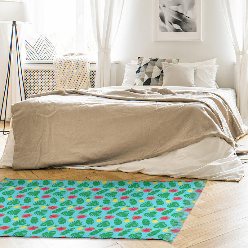 Bleu tropical/vert Tapis décoratif, non