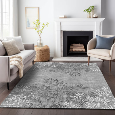 Premium Machine Washable Prisco Pewter Rug