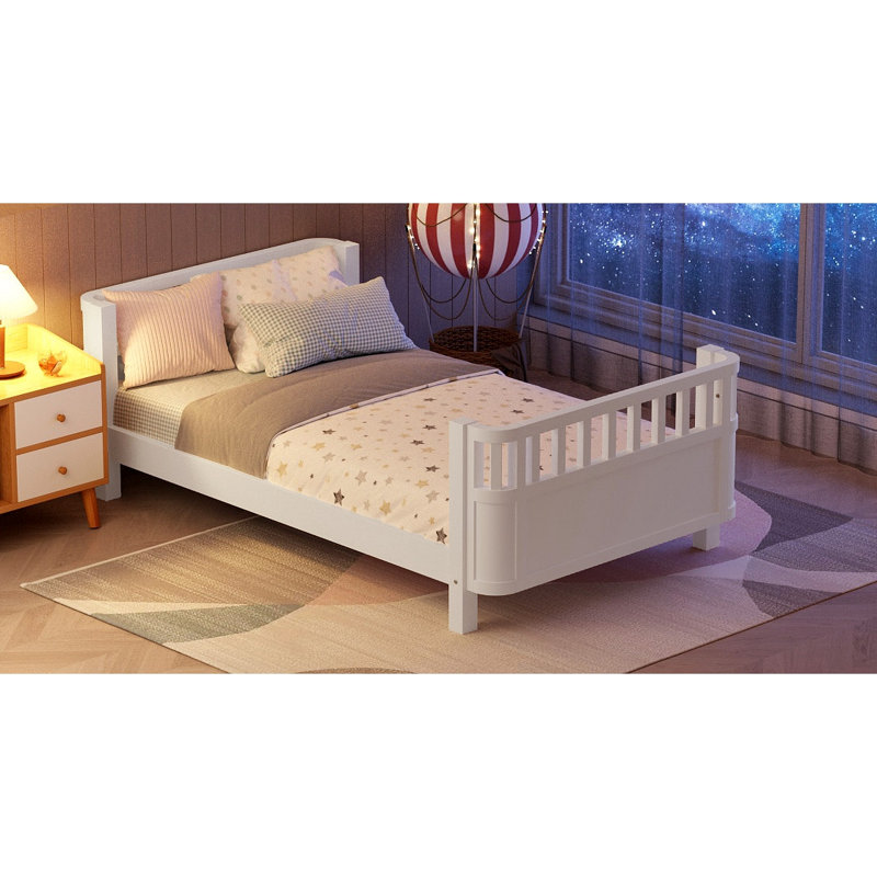Lit plateforme en bois pour enfants Lit en bois à profil bas avec rails pour filles et garçons