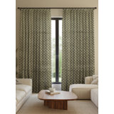 Fabdivine Home Decorative Dark Green or Brown 100% Blackout Handmade Block Print Floral Curtains 27x96 Inches, Pleated Pinch Drapes for Office, Bedroom, Kitchen, or Patio, Alia