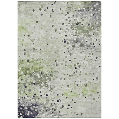 Tapis extérieur lavable abstrait vert et mauve articulé 5 pi x 8 pi
