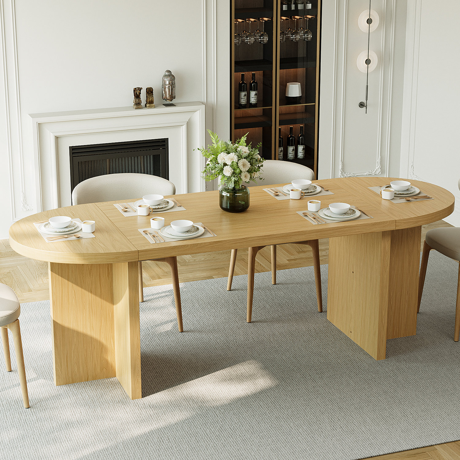 Ebern Designs 70.87” Modern Oval Kitchen Dining Table For 6 People With ...