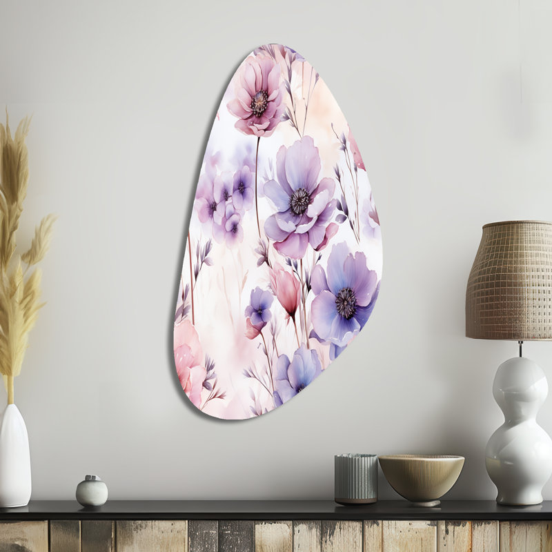 Herold - Art mural asymétrique en métal à motif floral d'automne, H 39 po x l 21 po