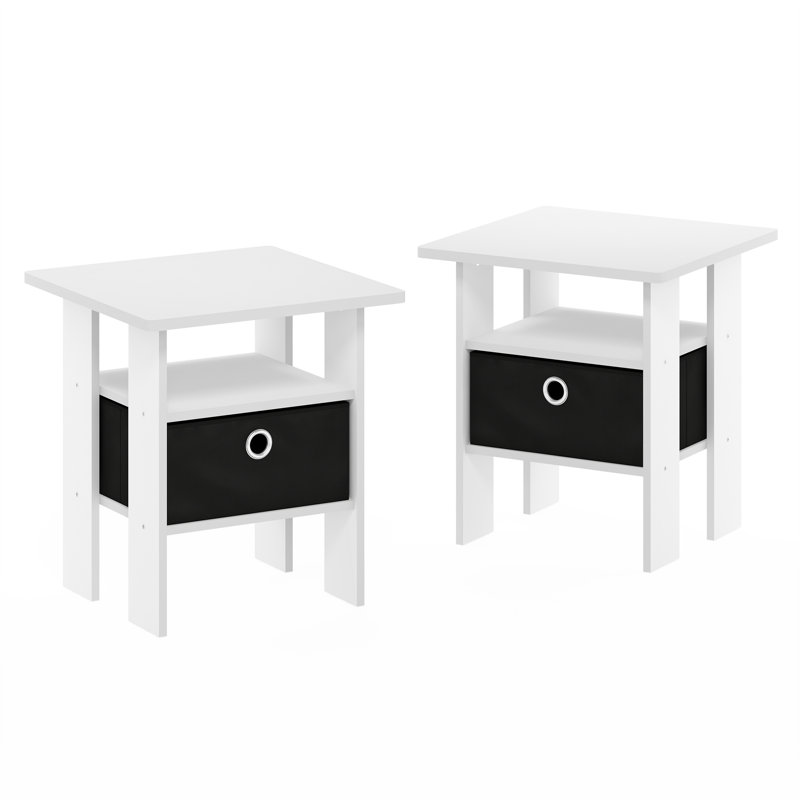 Gigi Nightstand With Bin Drawer, White, Set of 2