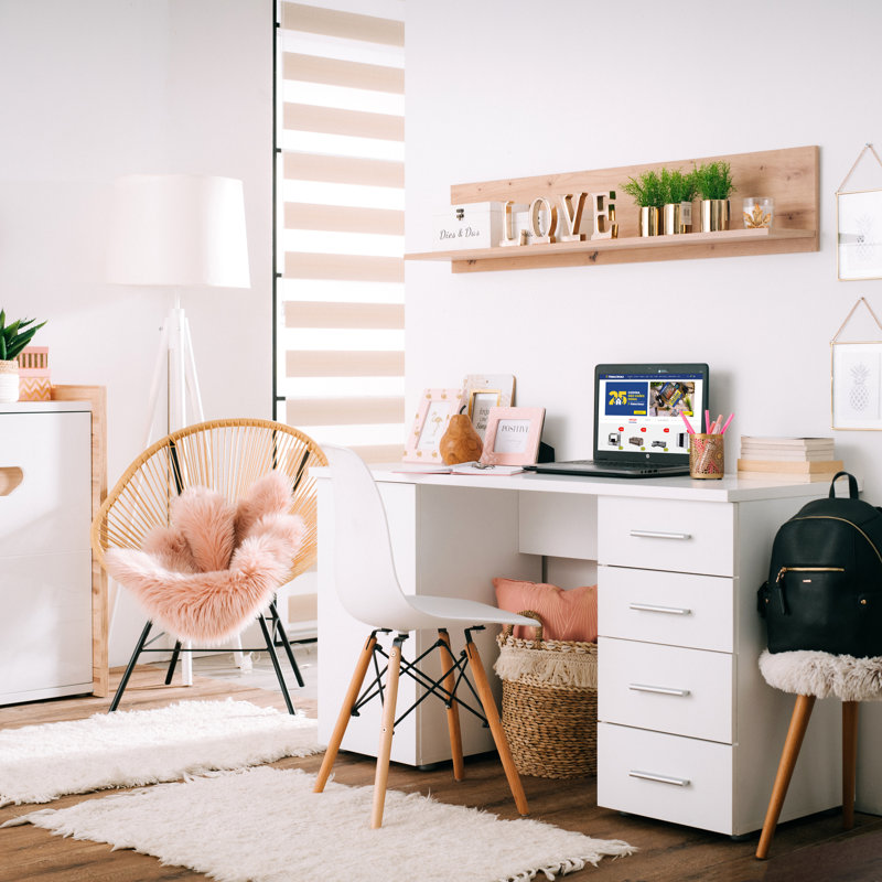 Macie Computer Desk, White