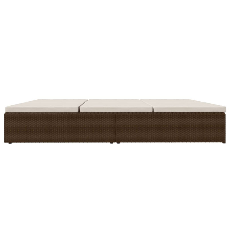 Sunbed Double Chaise Lounge Bed Patio Lounge Chair Sun Bed Poly Rattan, Cream, Brown