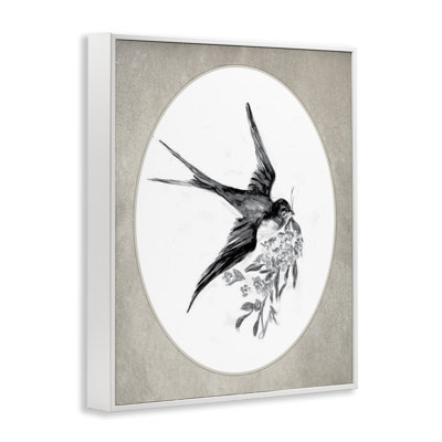 «Flying Bird with Botanicals», art de la giclée encadrée, design par lettré et doublé
