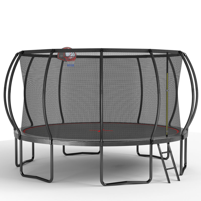 YC 14FT Trampoline Pumpkin- Black Red- Fframe Height 90Cm