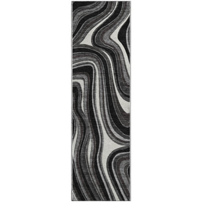 Premium Machine Washable Prisco Black Rug