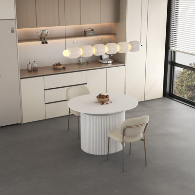 Tables de salle à manger extensibles (table seulement, sans chaises, avec plateau et pieds), cuisine moderne en bois aggloméré blanc