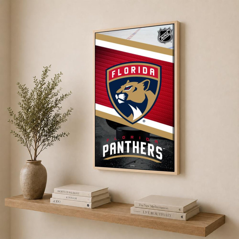 «Florida Panthers NHL», art mural, H 36 po x l 24 po, Cadre plat flottant, Bouleau