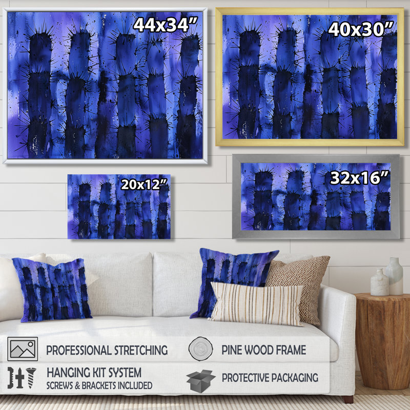 «Cactus Spines Landscape III - Floral Cactus Print», art mural, H 34 po x l 44 po, Doré
