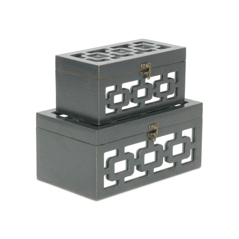 Dark Gray Geometric Pattern Decorative Box Set