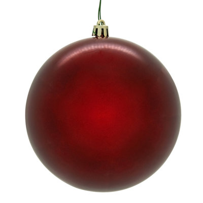 8" Crimson Red Pearl UV Drilled Ball Ornament. wire is looped through the cap for durability. Made with shatterproof plastic. A UV finish protects the ornament for seasonal outdoor use. Includes 1 ornament per bag.