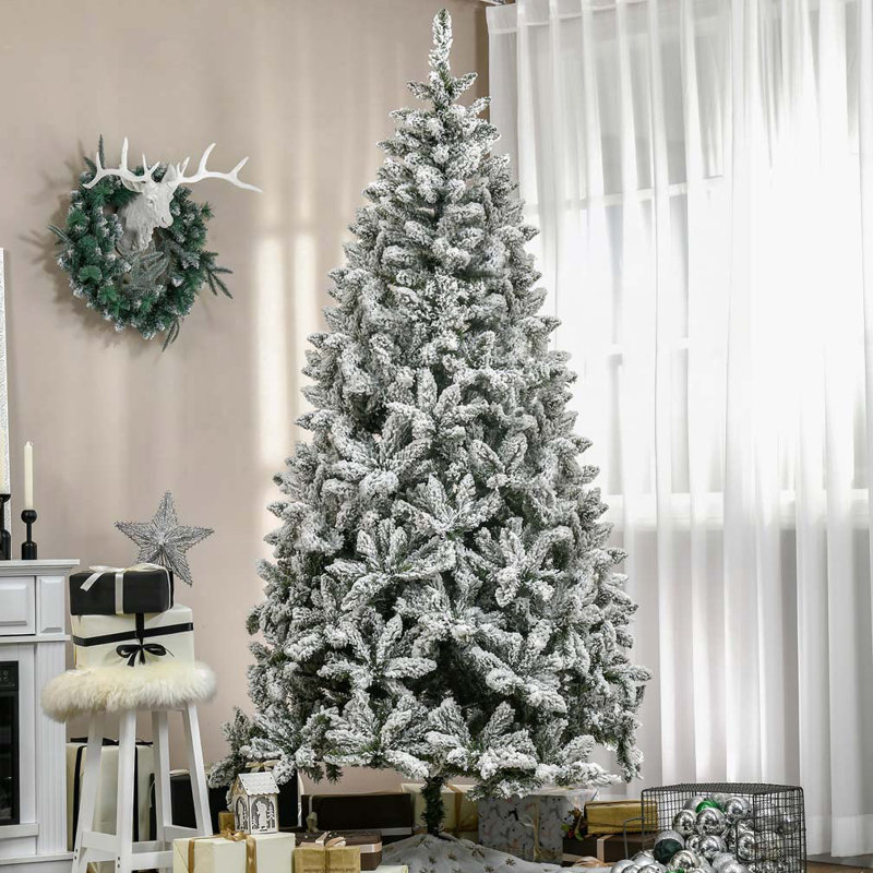 Arbre de Noël artificiel pin enneigé 7,5 pi de hauteur, H 7,5 pi 