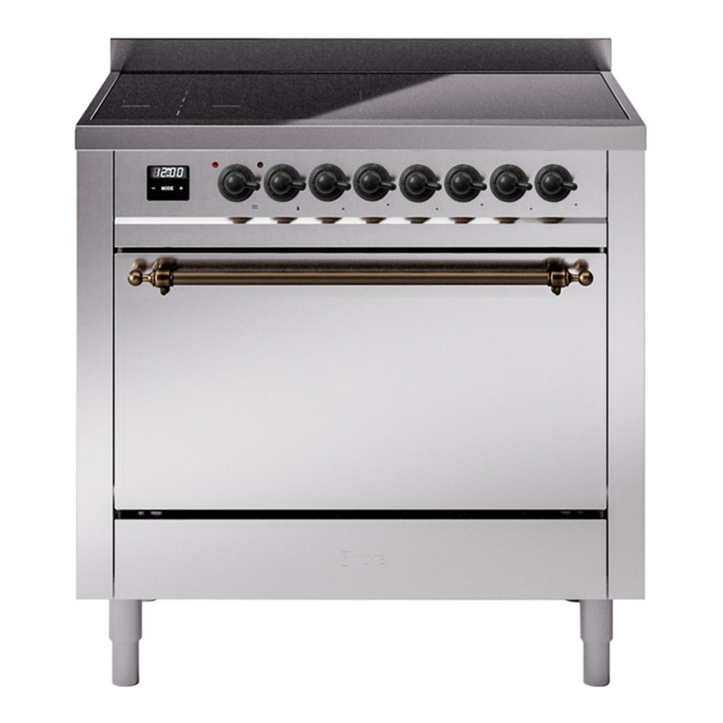 ILVE Nostalgie II 36 in Induction Range, Stainless Steel/Bronze