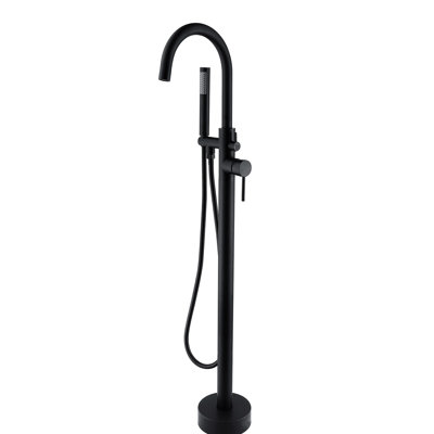 Robinet de baignoire autoportant avec douche à main, noir mat, douche noire fonctionnelle fiable et boîte au détail