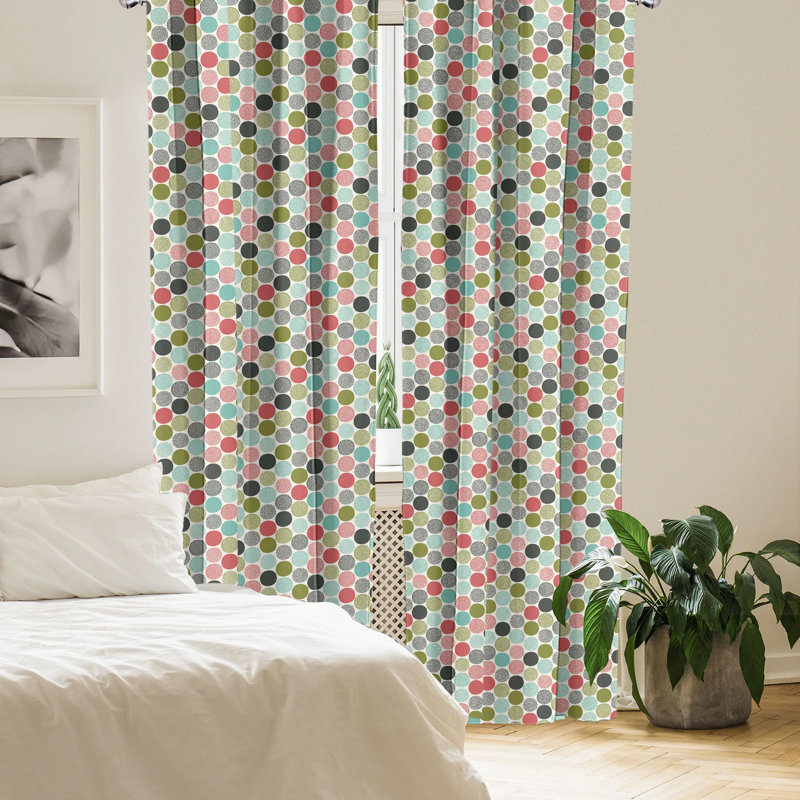 Multicolor Retro Fashion Fun Polyester Rod Pocket Curtain Panels