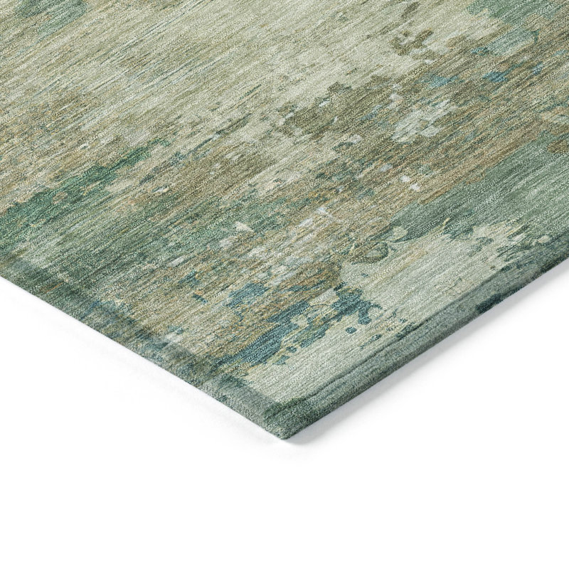 Machine Washable Indoor/Outdoor Xhevrie Teal Rug, Rectangle 10' x 14'