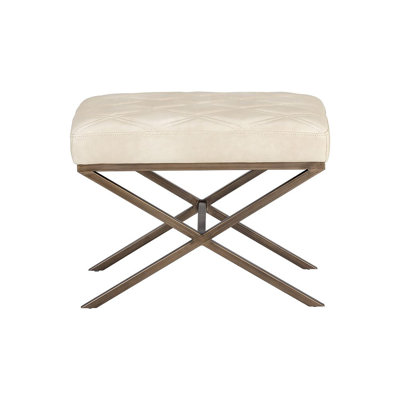 Banc rembourré en similicuir Madera - Crème