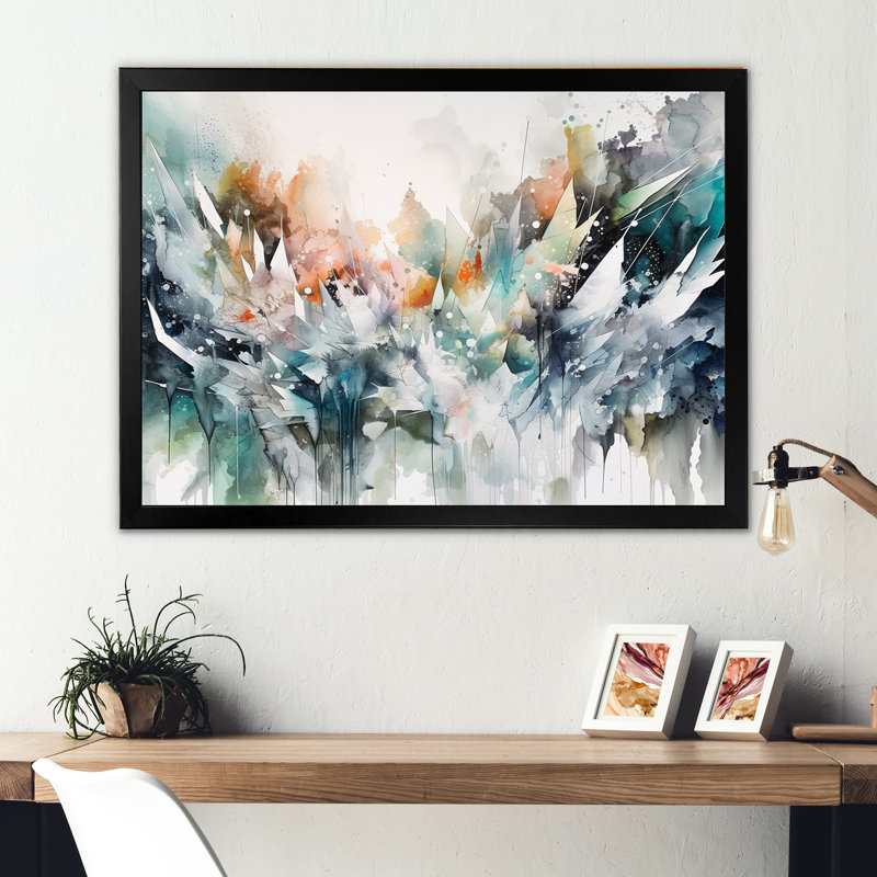 «Vibrant Paint Eruption IV», reproduction d'art géométrique moderne, H 30 po x l 40 po x P 1,5 po, Cadre photo noir