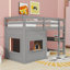 Charmant lit mezzanine en bois avec tableau noir, tablette et échelle-2117946766-2117946752