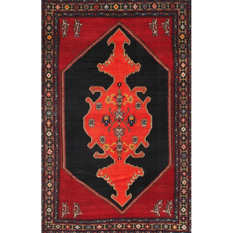Tapis rouge / noir Southwestern, Rectangle 4 pi x 6 pi
