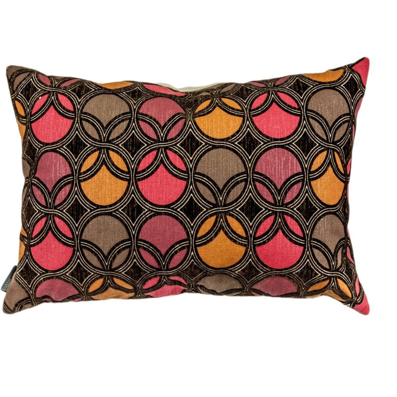 Coussin lombaire géométrique plumes Vildan, Rouge / Orange