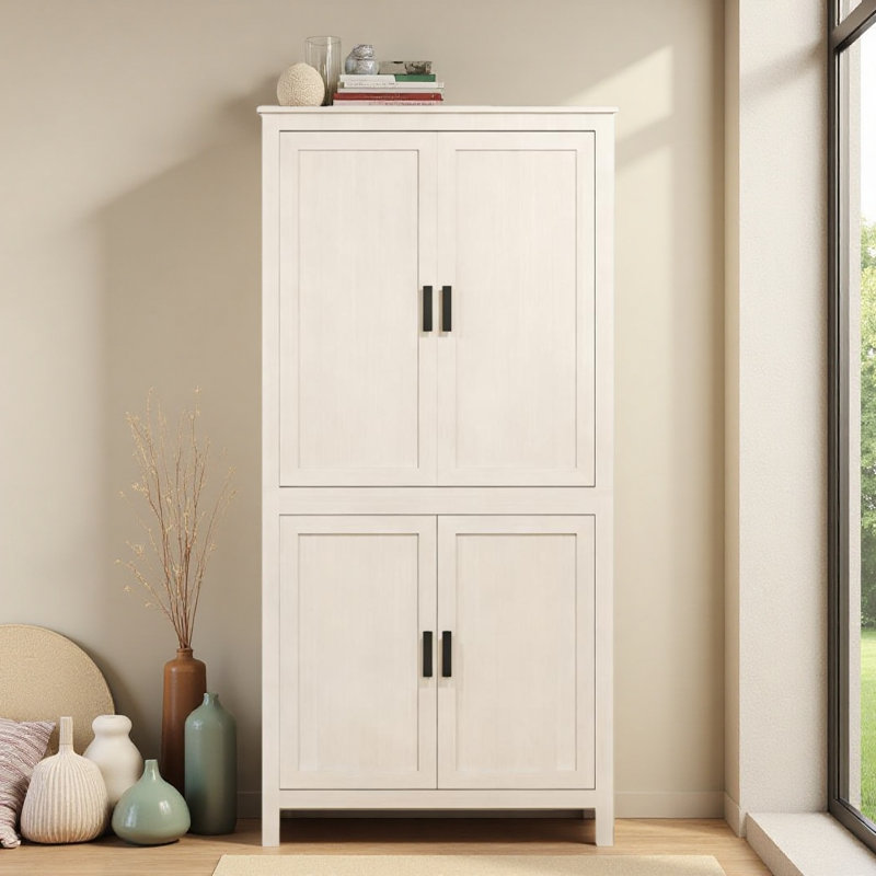 Spacious Freestanding Storage Cabinet,Kitchen Pantry, Antique White