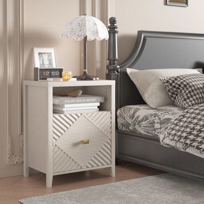 Modern Nightstand with Charger Station and USB Port,Modern Night Stand with Storage Shelf, Bedside Tables for Bedroom, Home, Living Room