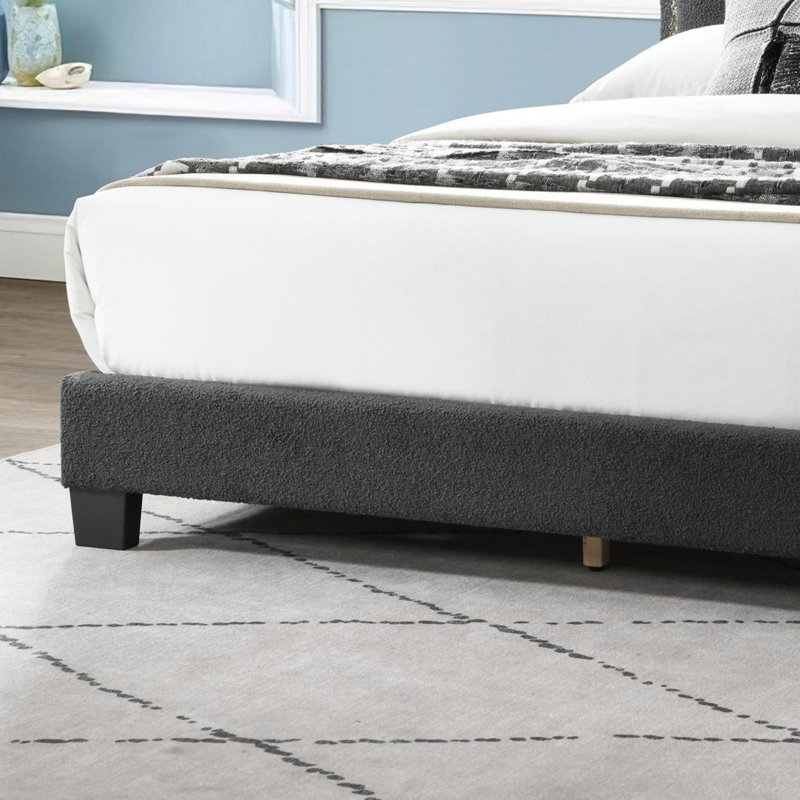 Lit avec tête de lit éclairée, Gris anthracite