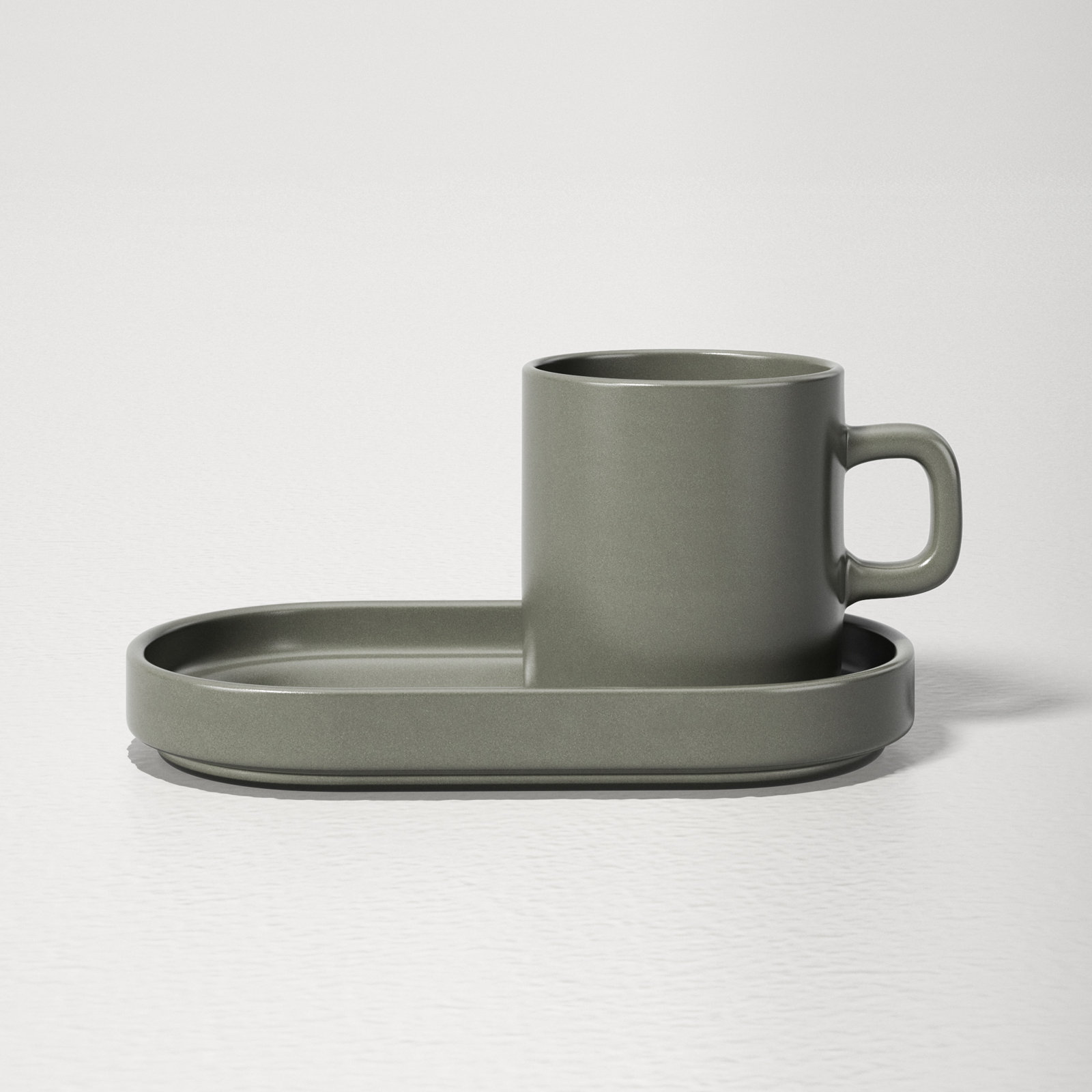 PILAR Stoneware Espresso Cup with Tray, Pewter