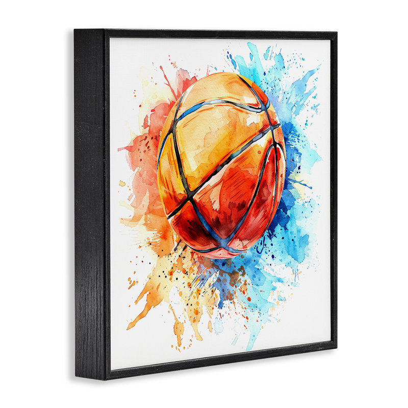  Basketball Chromatic Splash Giclee Art by LSR Design Studio, H 12 po x l 12 po, Giclée encadrée noir minuit