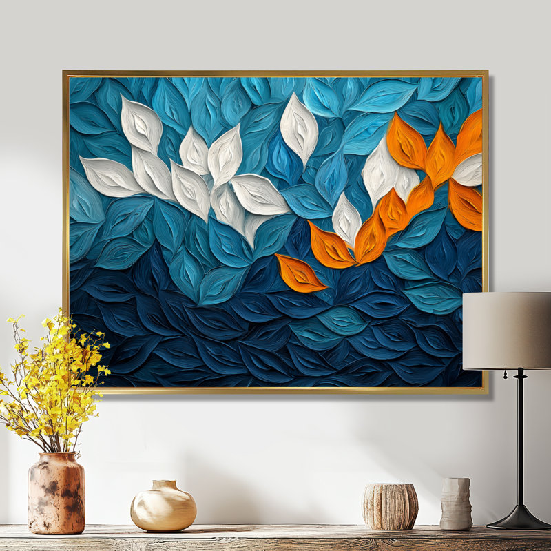 Olaitan - Floral Large Wall Art, H 30 po x l 40 po, Cadre flottant, Doré