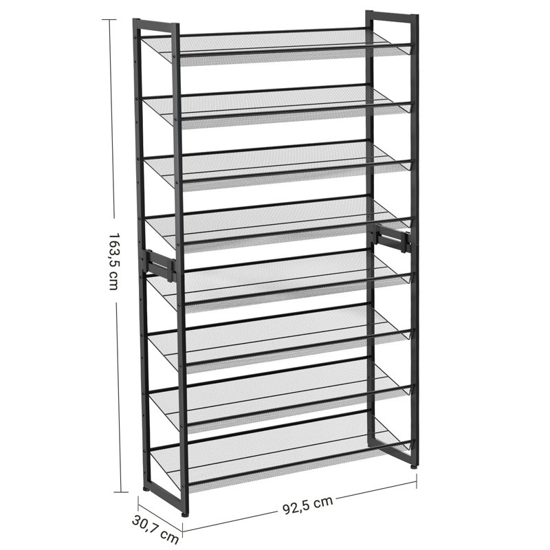15 Pair Stackable Shoe Rack, Dark Grey