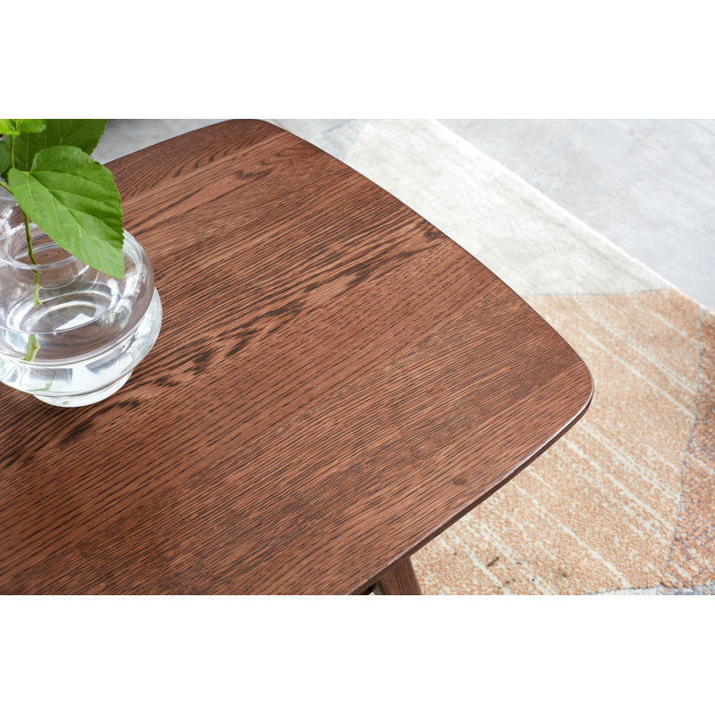 NRLBSC Solid Wood Four Leg Coffee Table with Storage, 100cm, Brown Oak