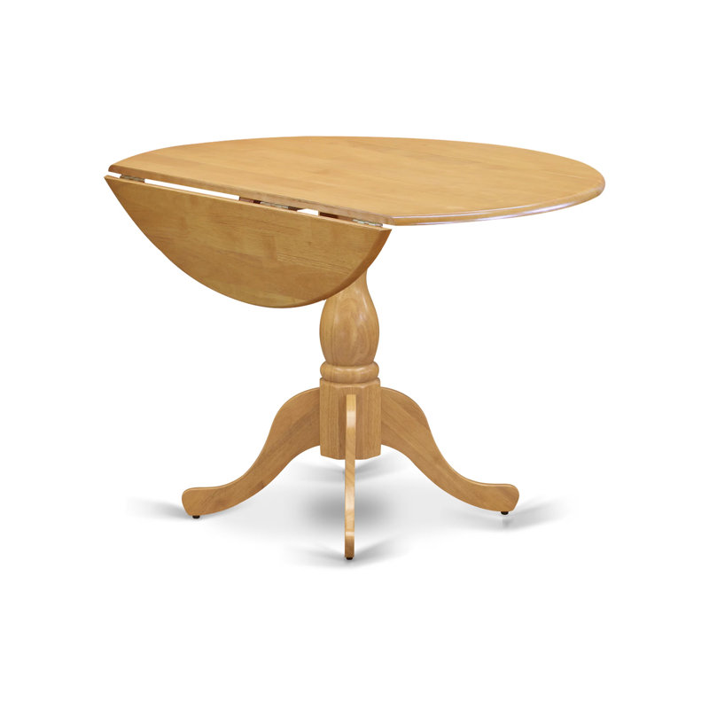 Ensemble de table de cuisine 3 pièces pour petits espaces comprenant une table de salle à manger ronde avec Dropleaf et 2 chaises en bois massif, chêne
