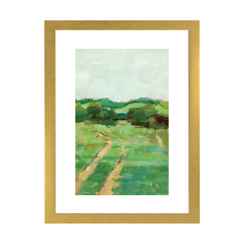 «Farm Road II» par Ethan Harper - reproduction d'art, H 24 po x l 16 po x P 1 po, Papier encadré doré, Blanc