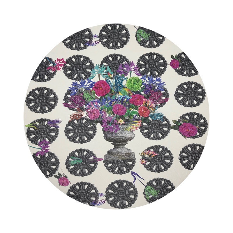 Pistils Metal Bouquet Vegan Leather Round Coasters