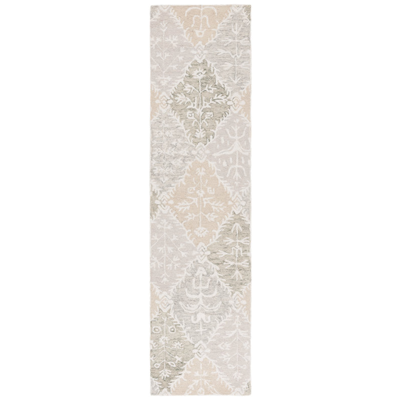 Garvin Hand Tufted Wool Pile Floral Rug, Runner 2'3" x 9'
