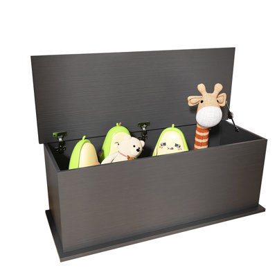 Spacious Entryway Storage Trunk, Lift Top Black Wood Box, Holds Clothes And Books Chest, For Bench Organizer, Stores Bedding