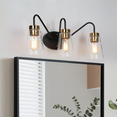 Éclairage pour meuble-lavabo moderne à 3 lumières noir / laiton à intensité variable Mylor