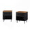 Ensemble de 2 tables de chevet avec portes rayées grillagées, table de chevet moderne Mid-Century, table de chevet avec tiroir à lattes, table de bout avec pieds en métal, table de chevet