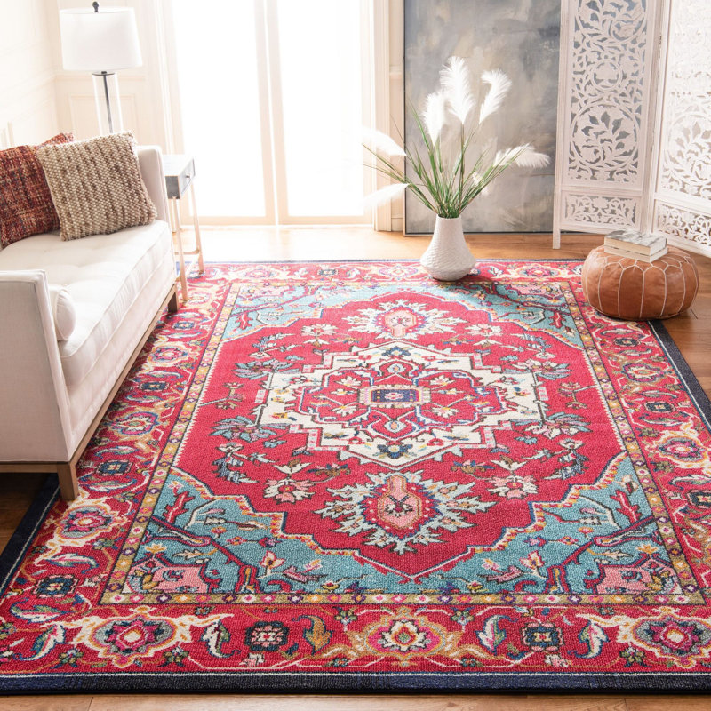 Tapis oriental rouge vif Llelend, Rectangle 8 pi x 11 pi