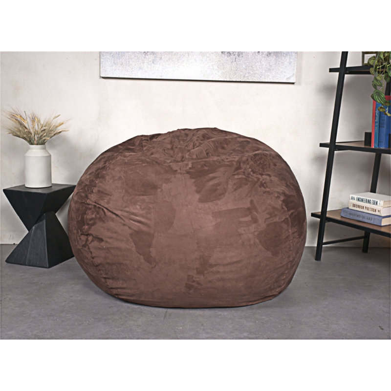 Fauteuil à billes en mousse à mémoire de forme, H 42,01 po x l 52,01 po x P 52,01 po, Microfibres brunes