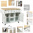 5-Wheeled Kitchen Cart With Adjustable Storage And Mobility White Island Large Space, 5 Rolling Wheels & Drop Table-1637055709